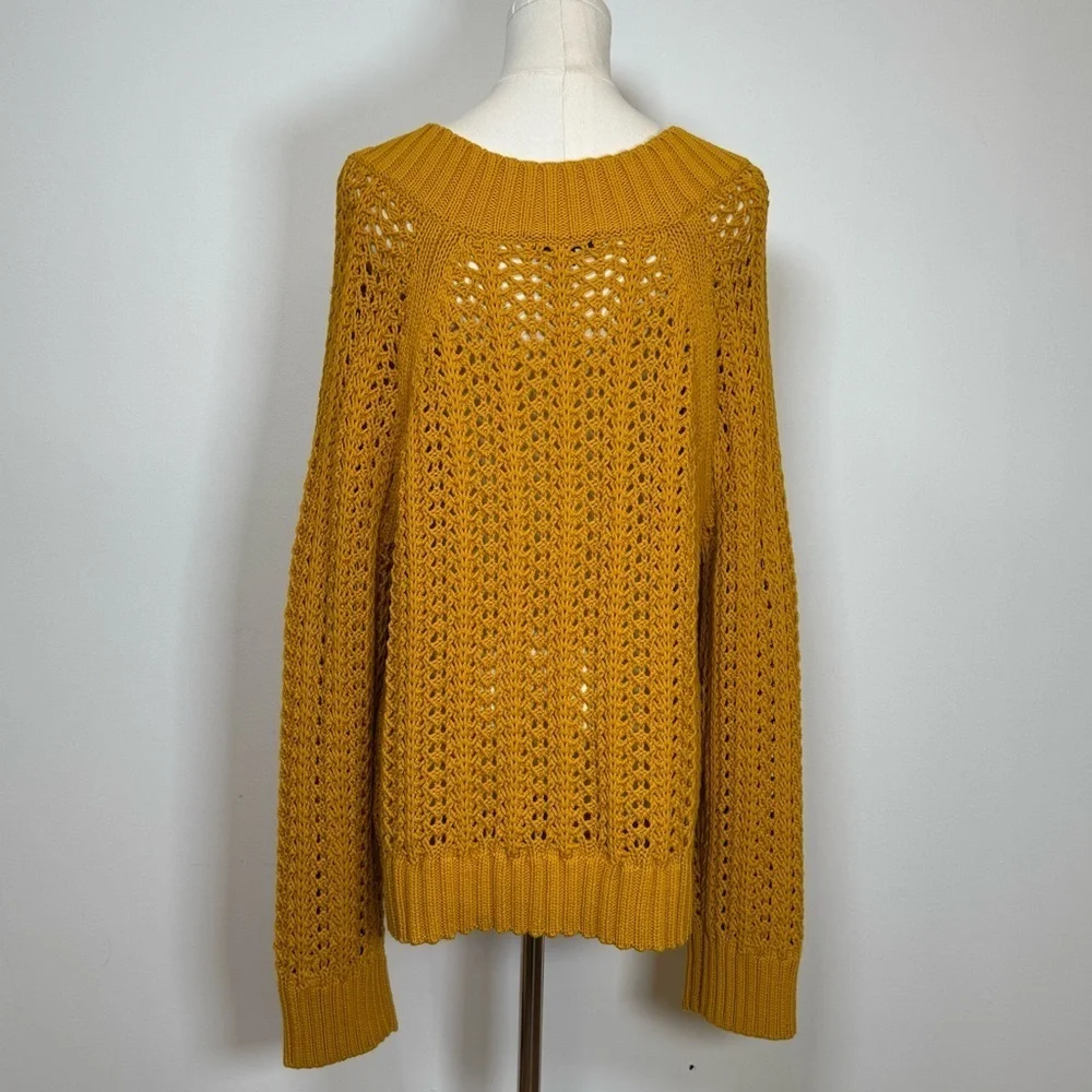 J. Crew Open Knit Sweater Cozy Chunky Cotton Blend Super Soft Womens Size Large